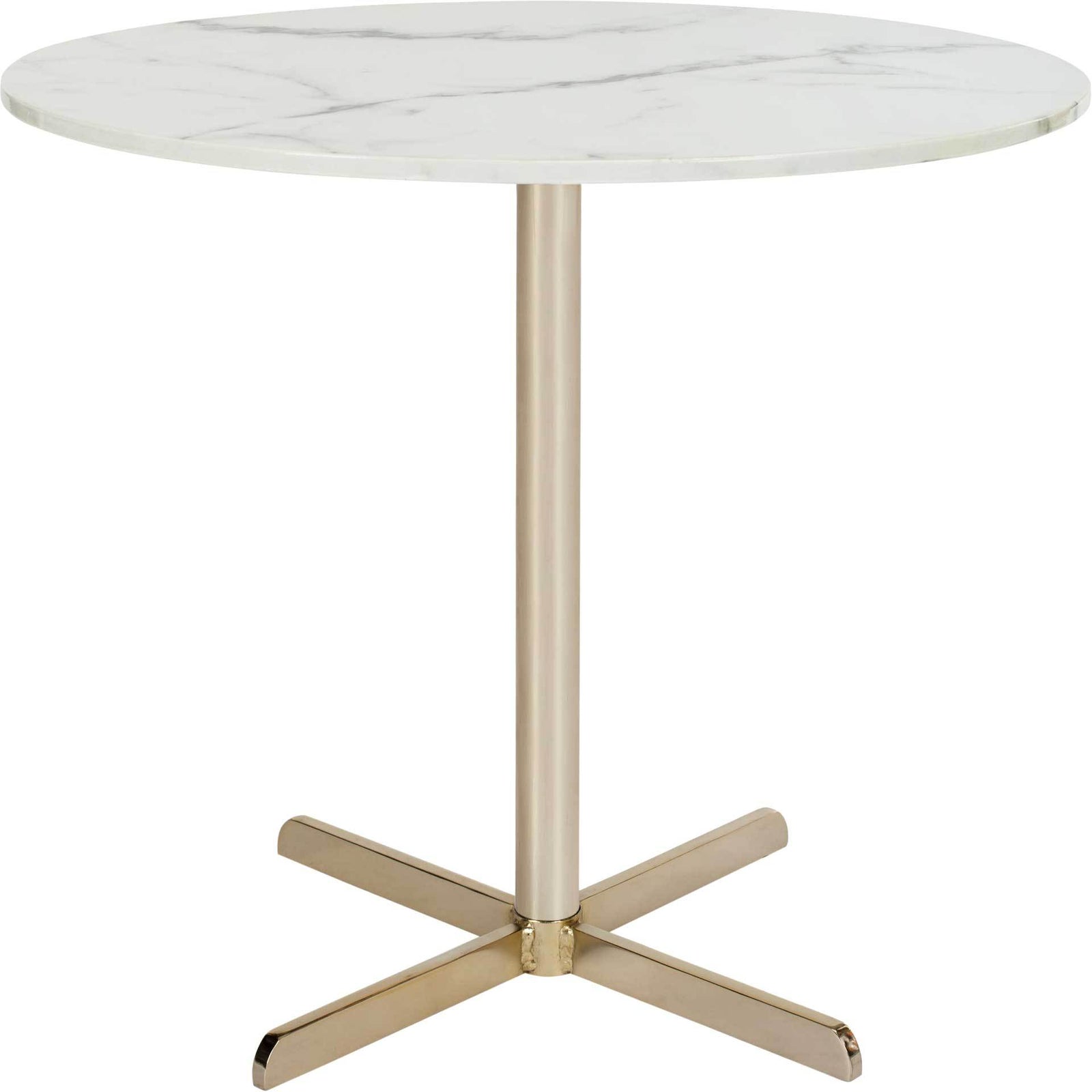 William Round Side Table White Marble/Brass