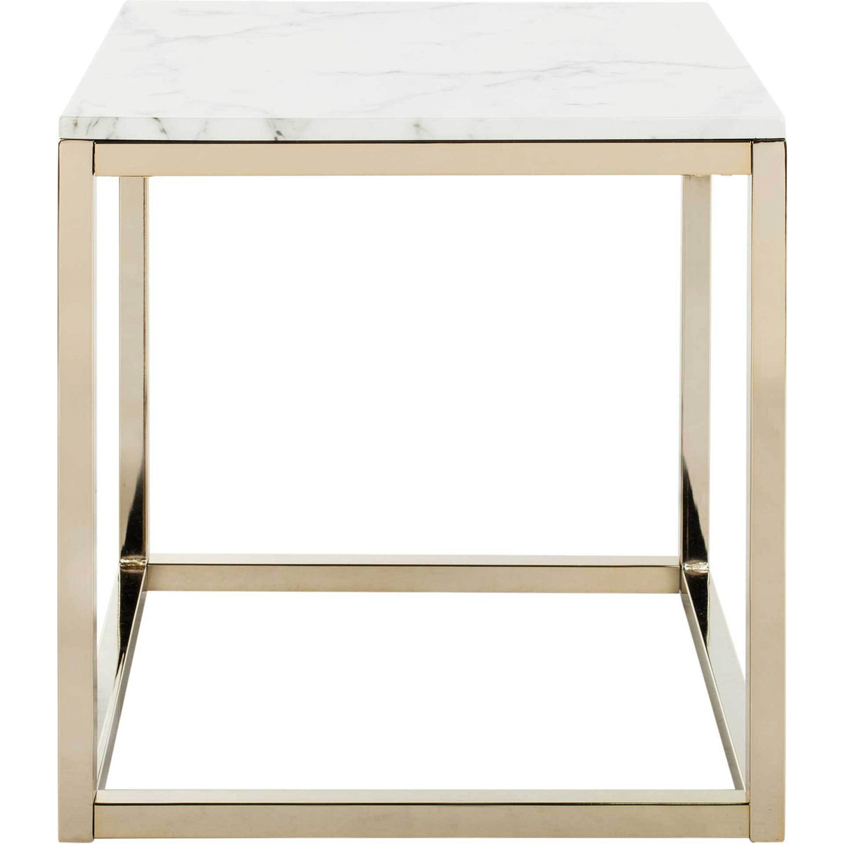 Benjamin Square End Table White Marble/Brass