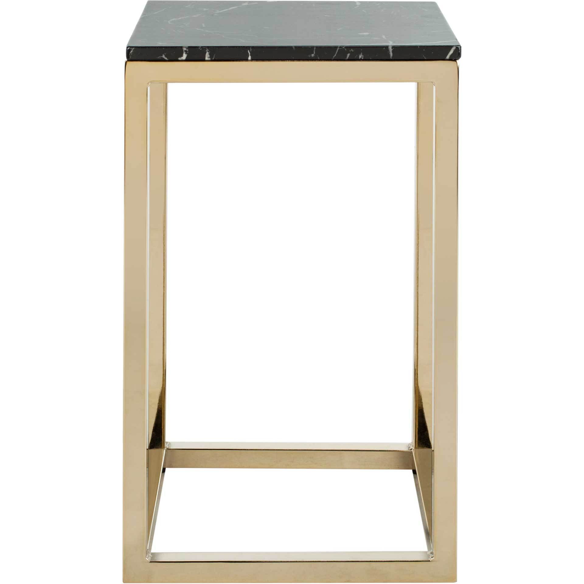 Leroy Square Side Table Black Marble/Brass