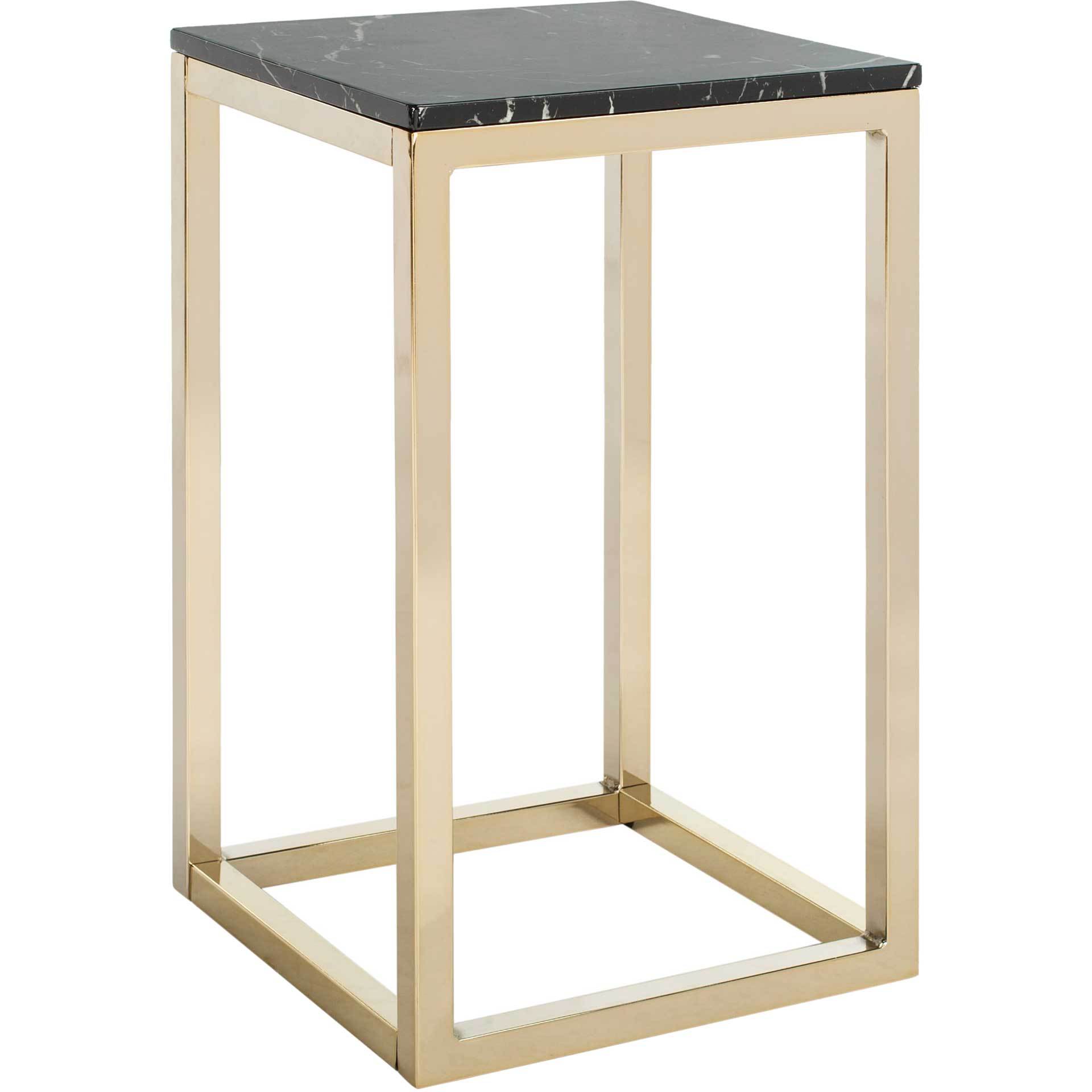 Leroy Square Side Table Black Marble/Brass