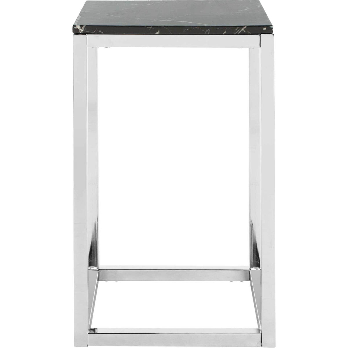Leroy Square Side Table Black Marble/Chrome