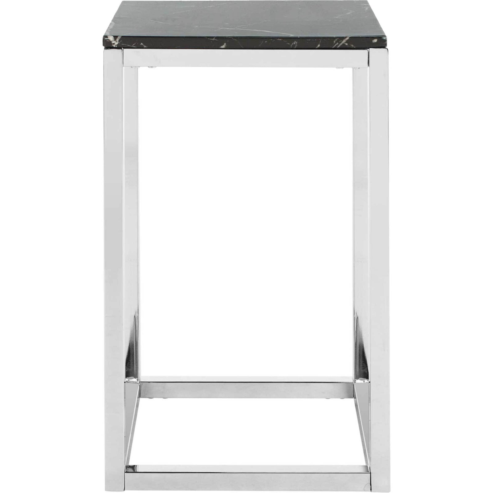 Leroy Square Side Table Black Marble/Chrome