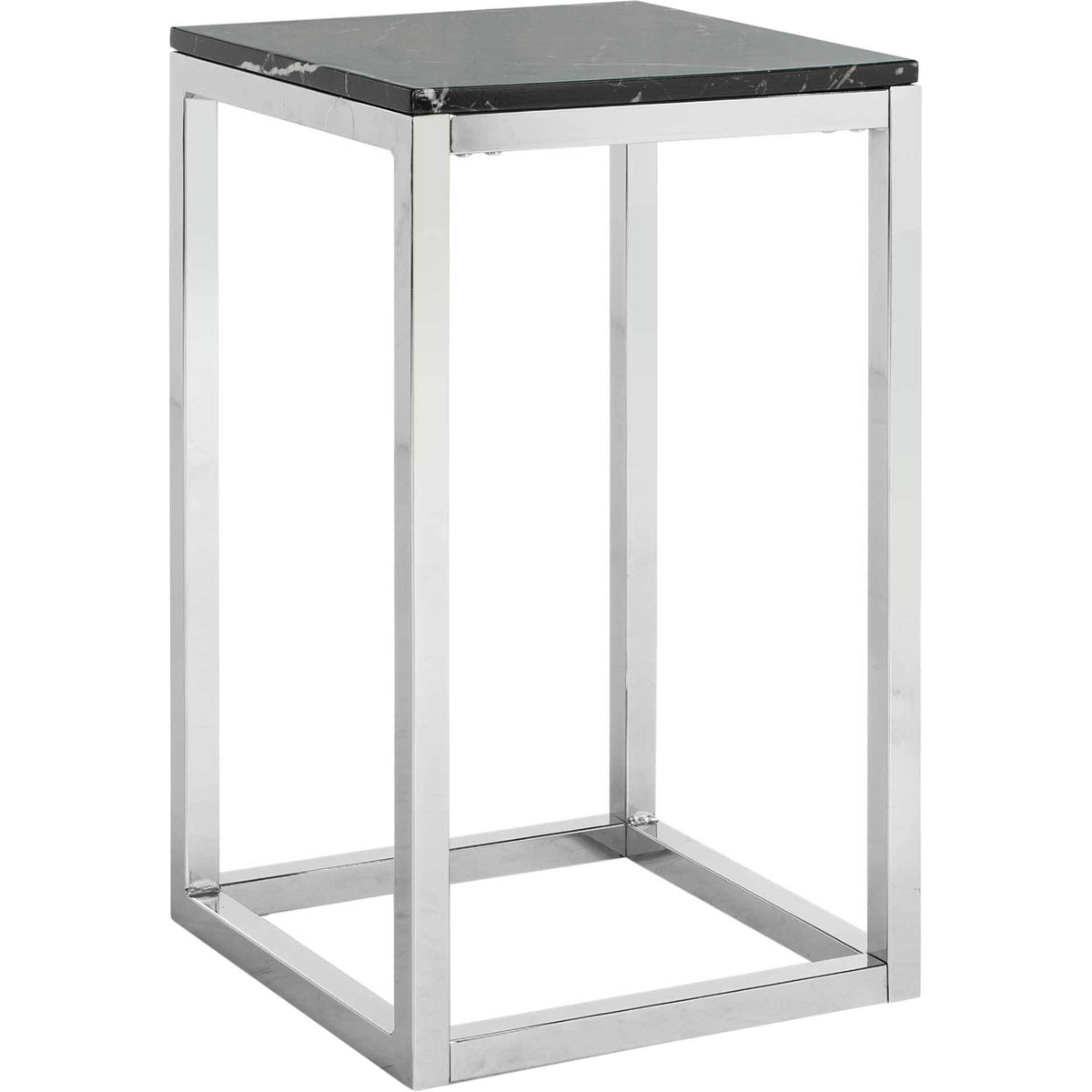 Leroy Square Side Table Black Marble/Chrome