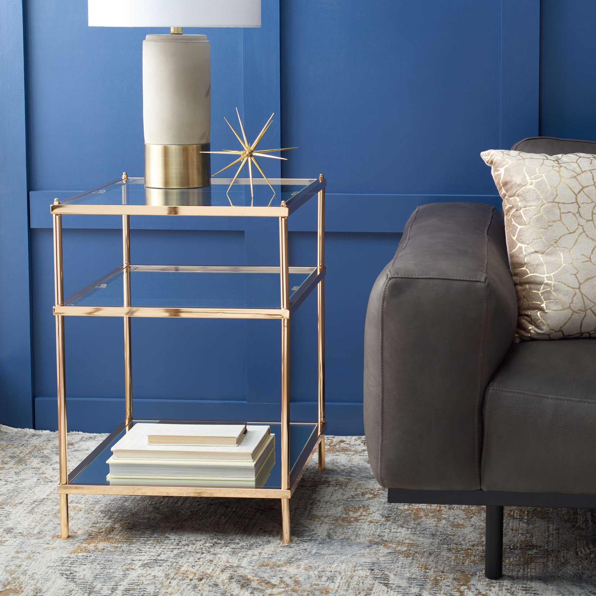 Noah 3 Tier Accent Table Gold/Glass