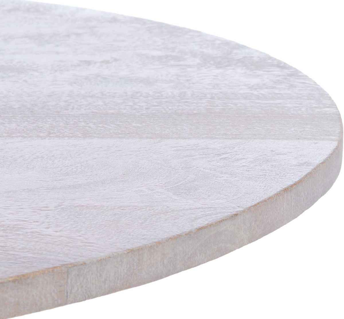 The mango wood tabletop shows subtle gray-whitewashed grain and a softly beveled edge.