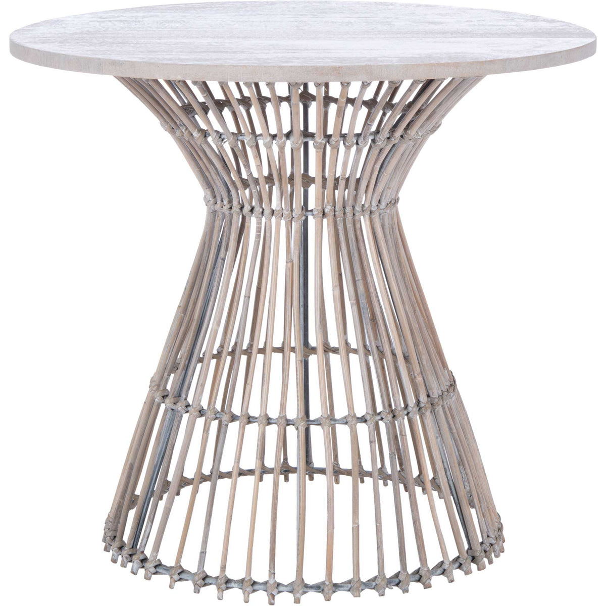 Whitley Round Accent Table Gray White Wash/Black