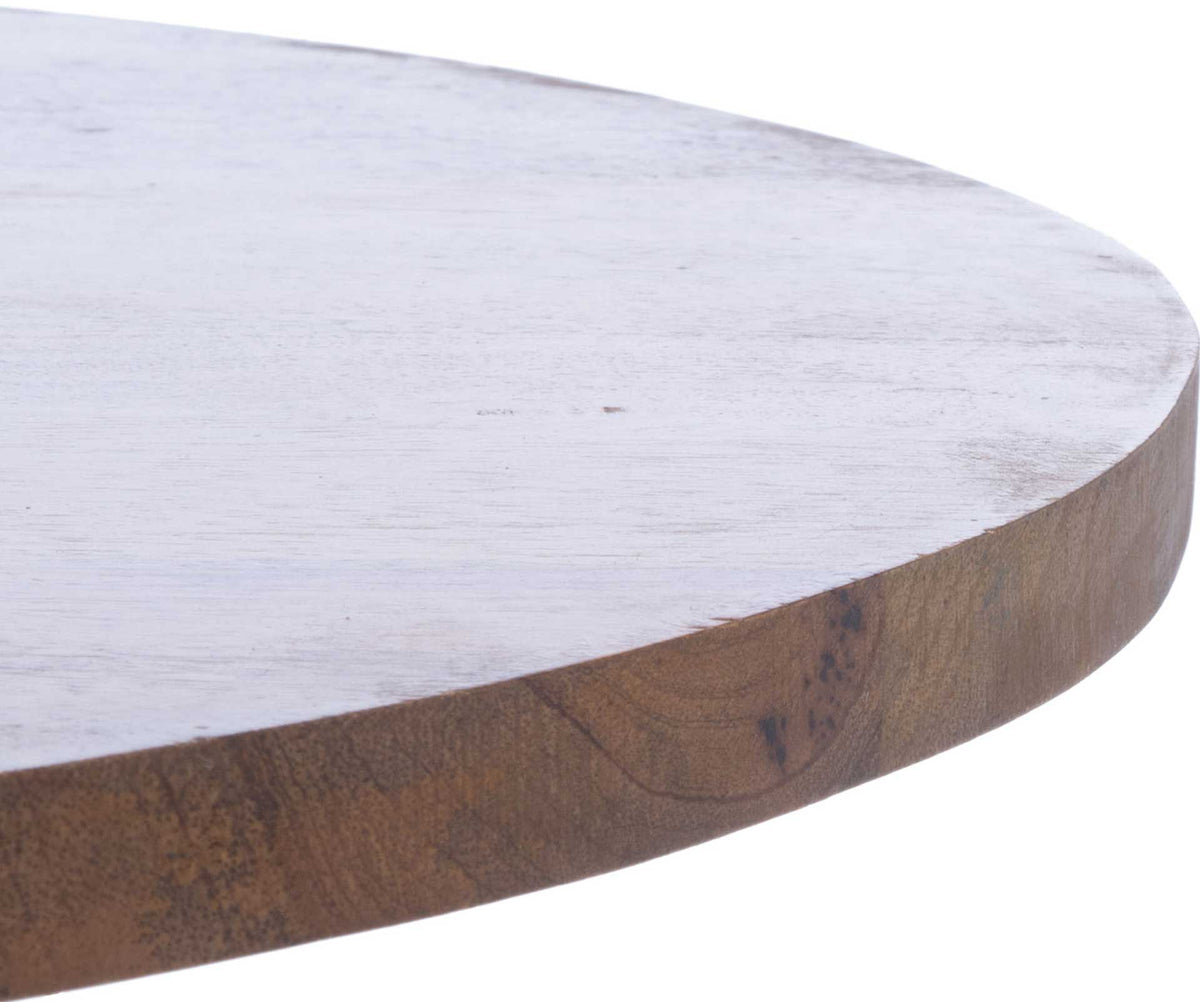 A smooth, pale natural wood top shows subtle grain and a warm brown edge.