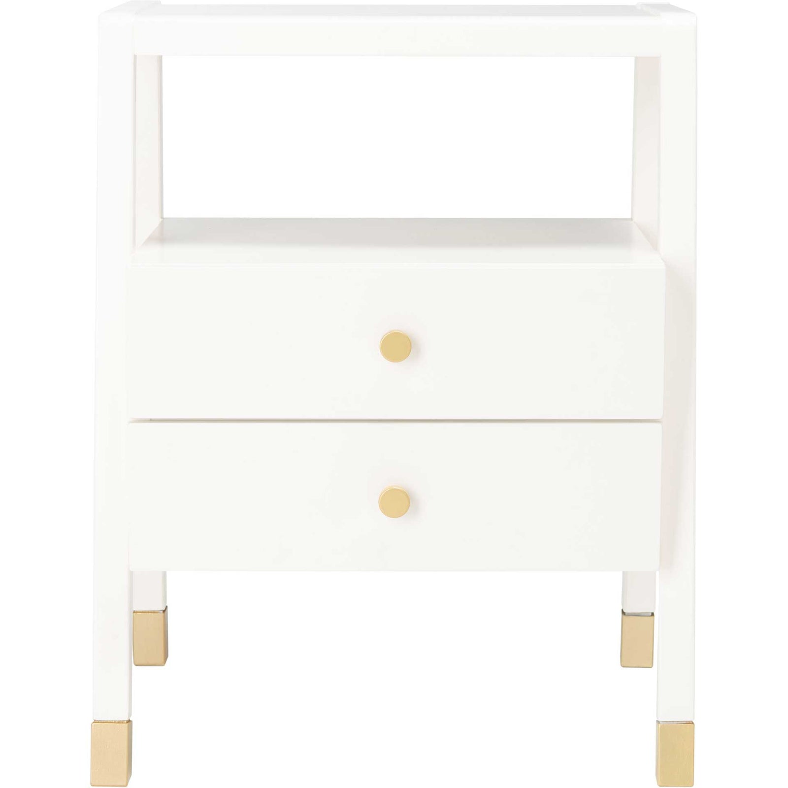 Colbie 2 Drawer 1 Shelf Accent Table White/Gold