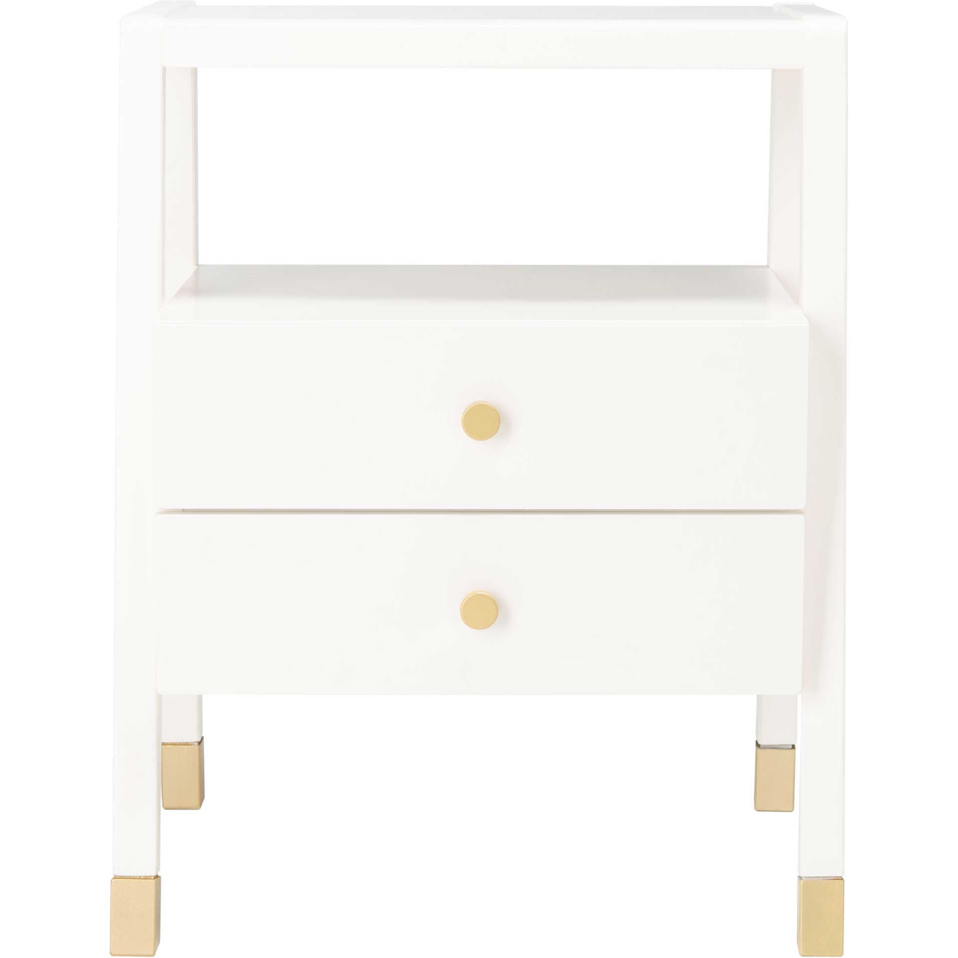 Colbie 2 Drawer 1 Shelf Accent Table White/Gold