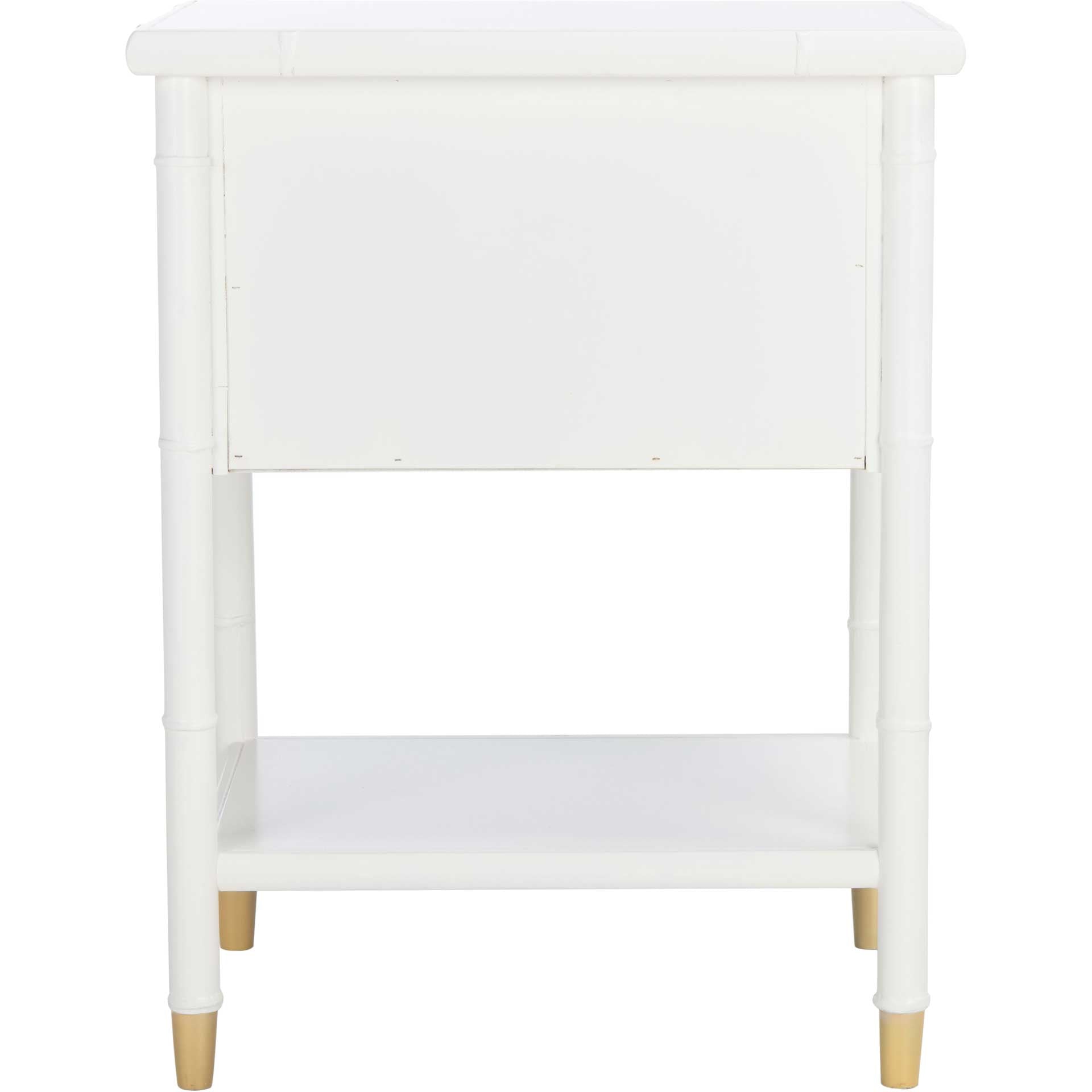 Aharon 2 Drawer 1 Shelf Accent Table White/Gold