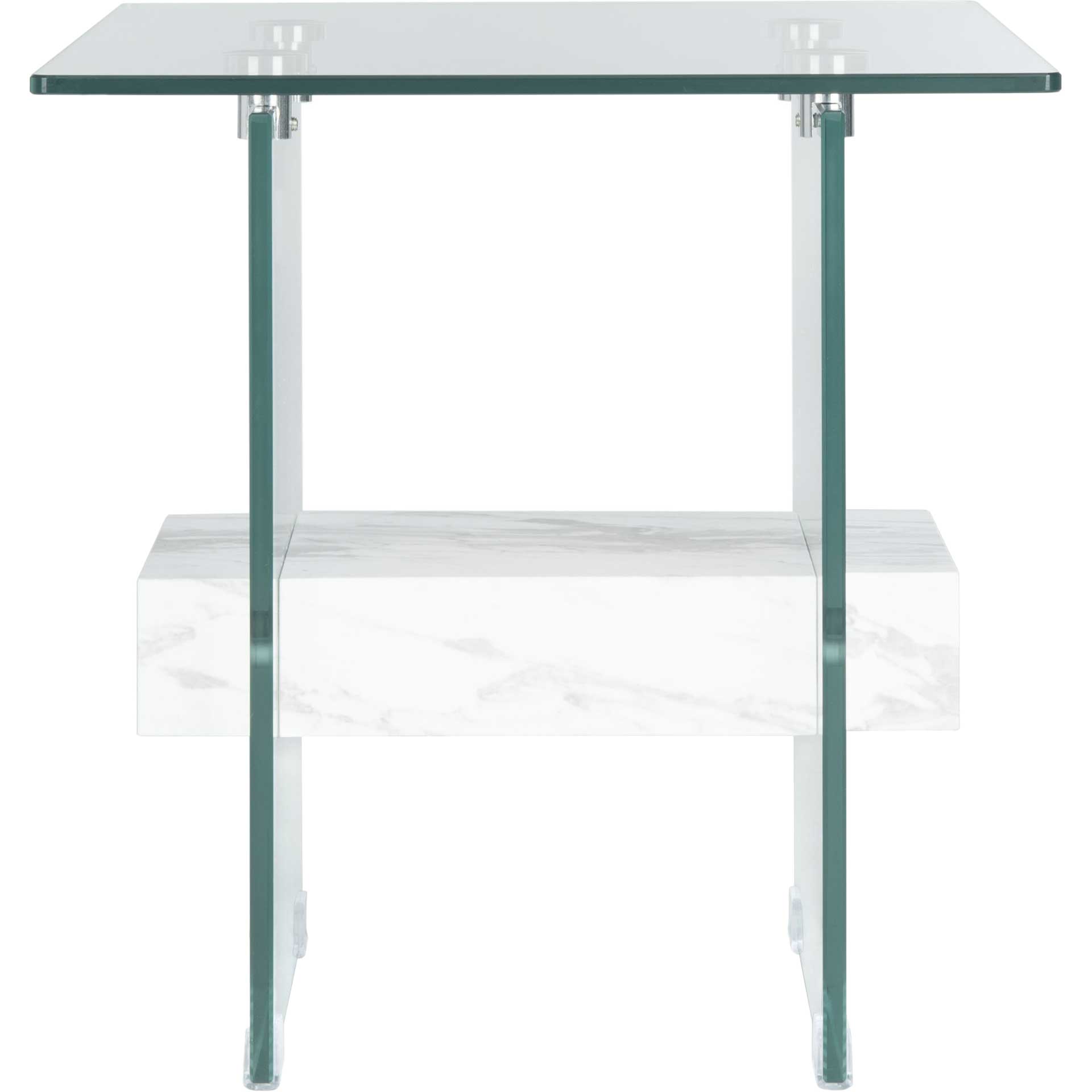 Karis Side Table Glass/White