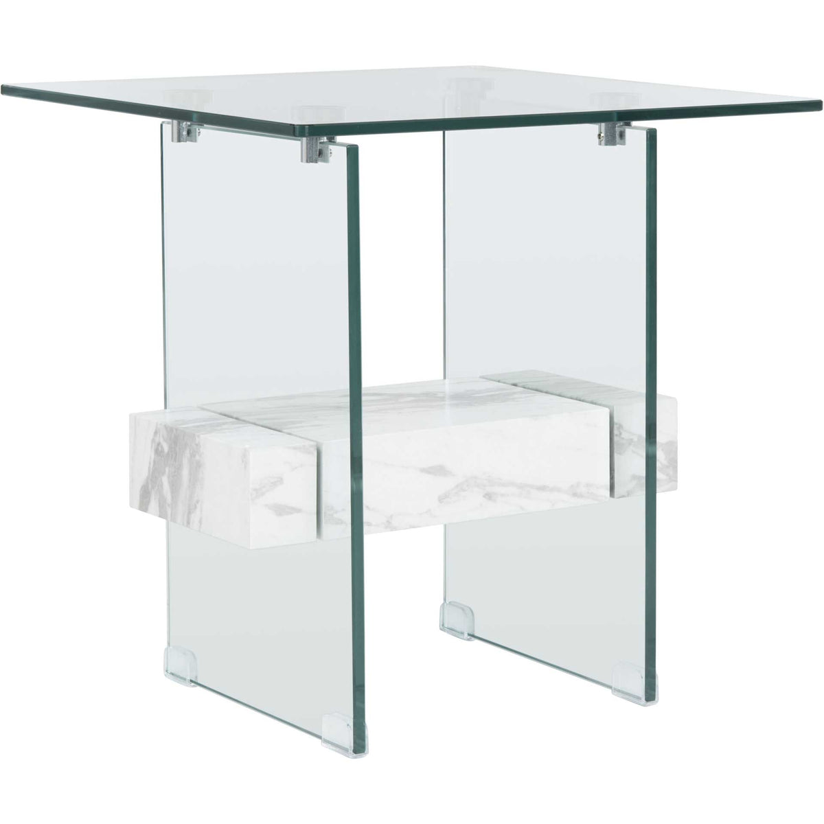 Karis Side Table Glass/White