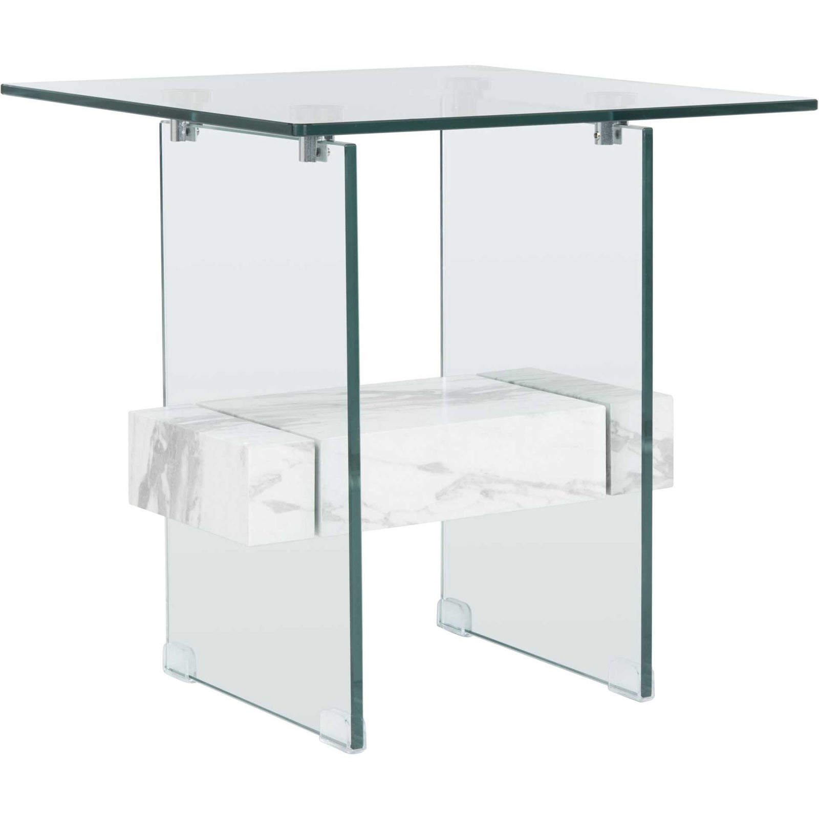 Karis Side Table Glass/White