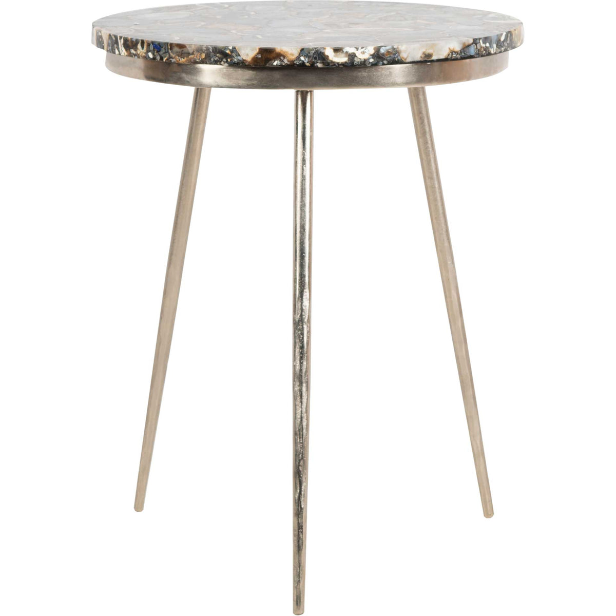 Fabius Agate Round Accent Table Nickel/Black