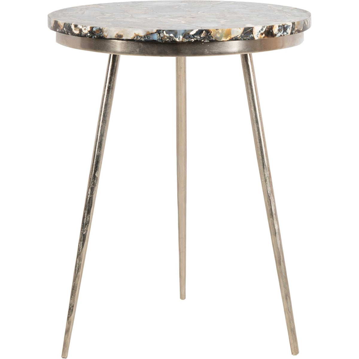 Fabius Agate Round Accent Table Nickel/Black
