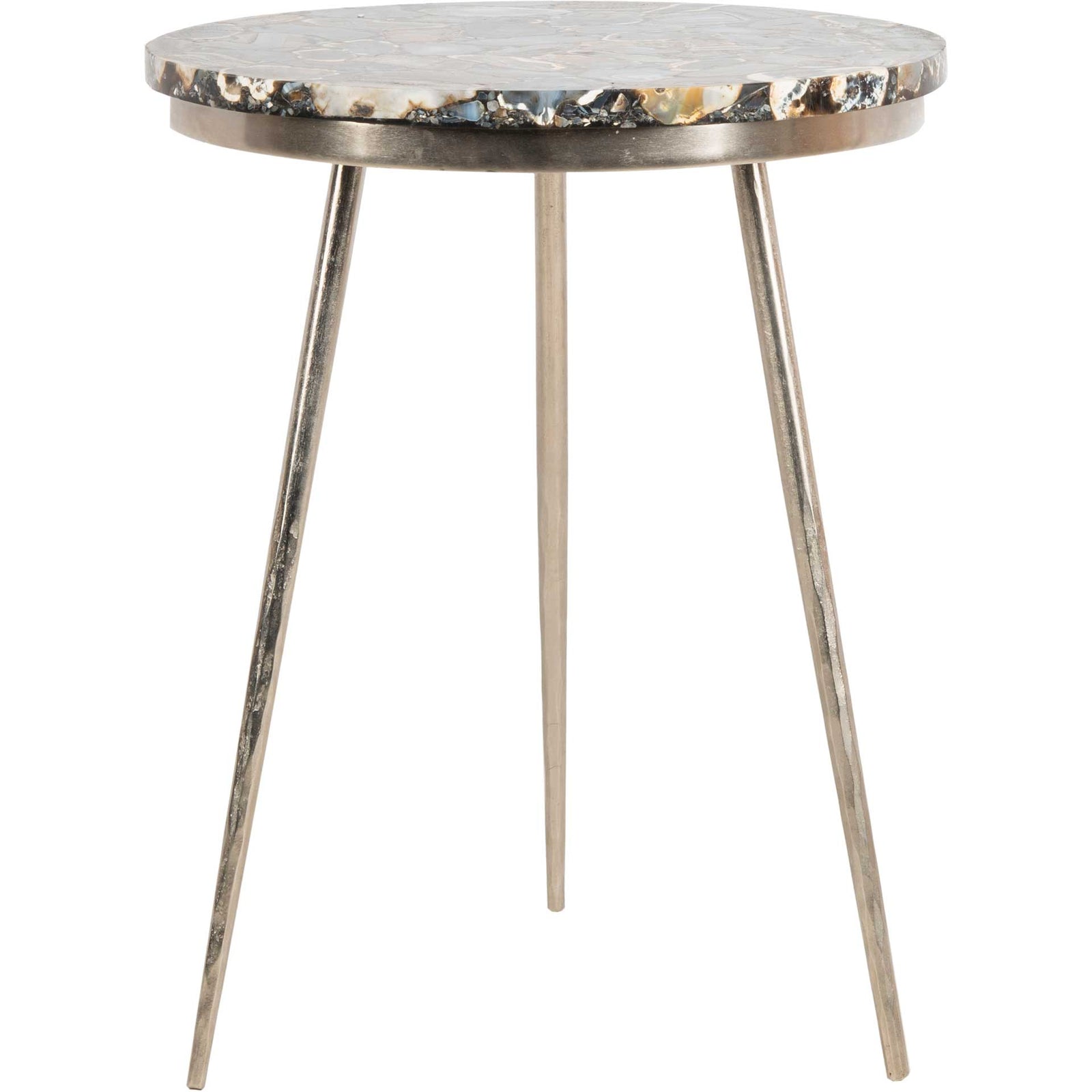 Fabius Agate Round Accent Table Nickel/Black