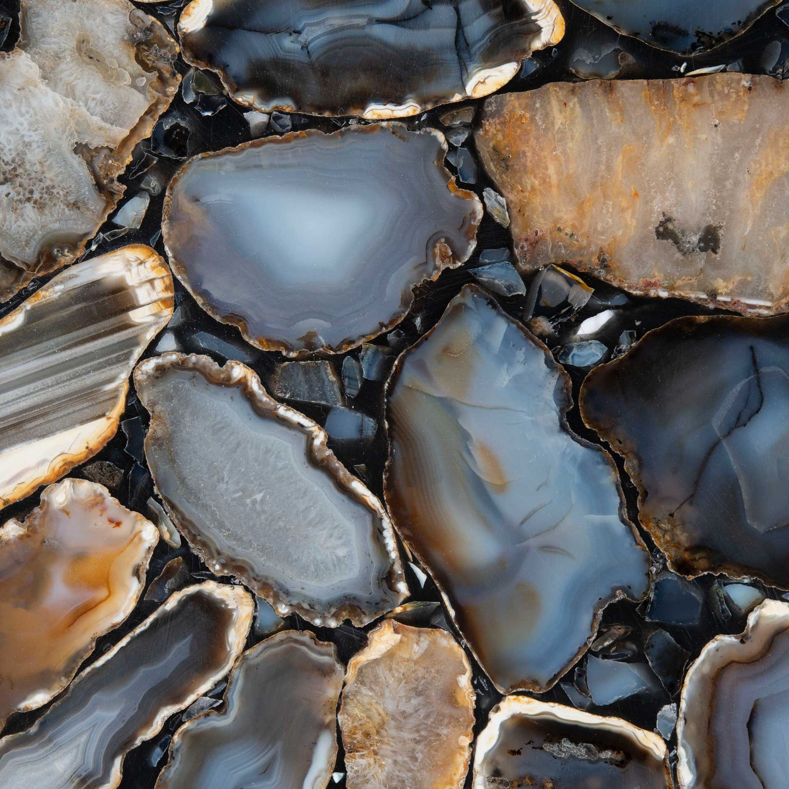 Fabius Agate Round Accent Table Nickel/Black