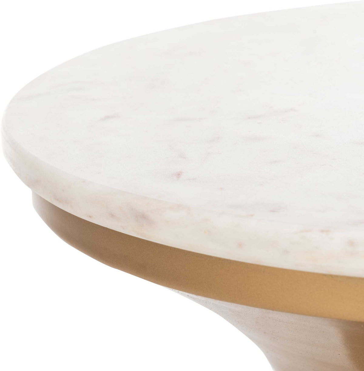 Michael Pedestal End Table White/Brass