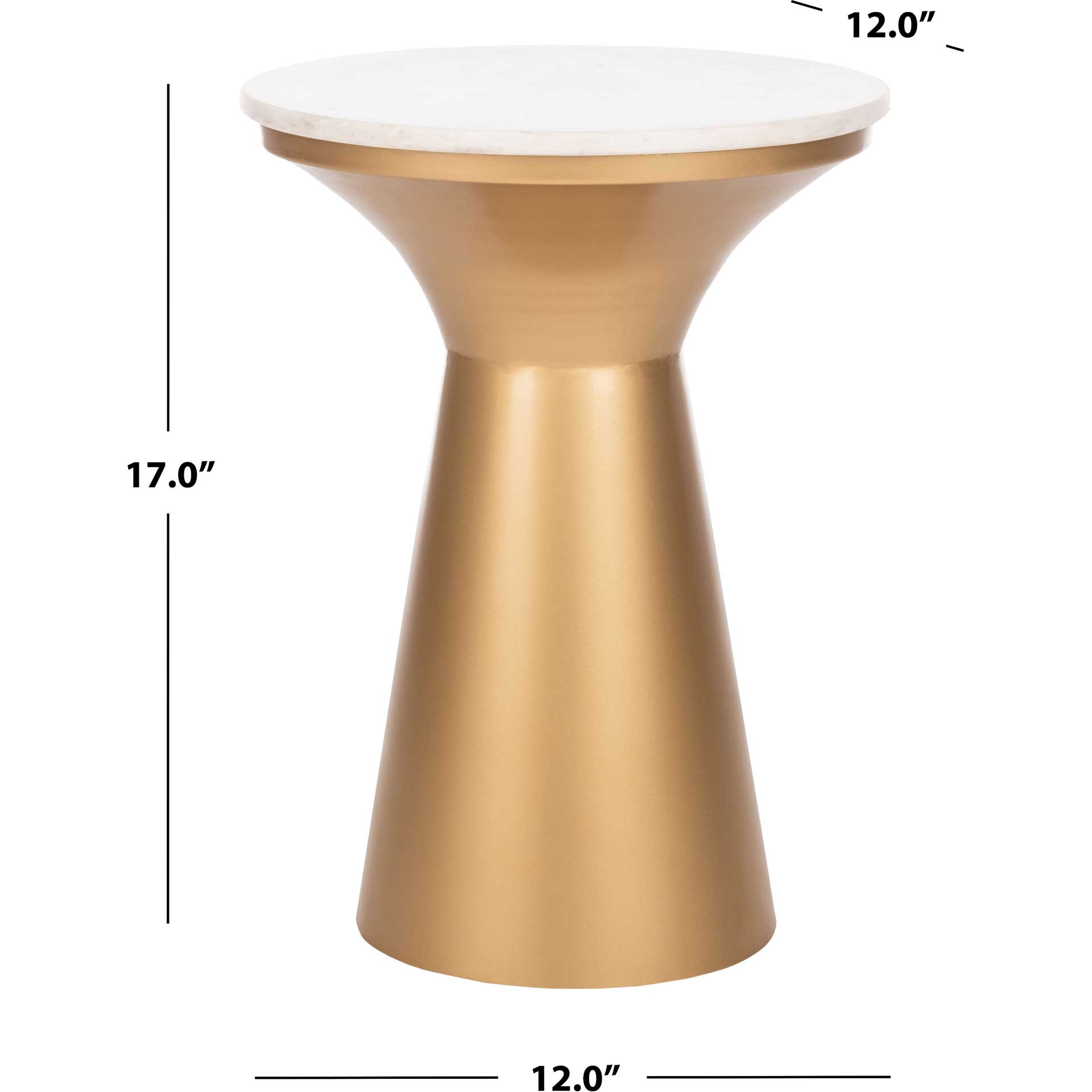 Michael Pedestal End Table White/Brass