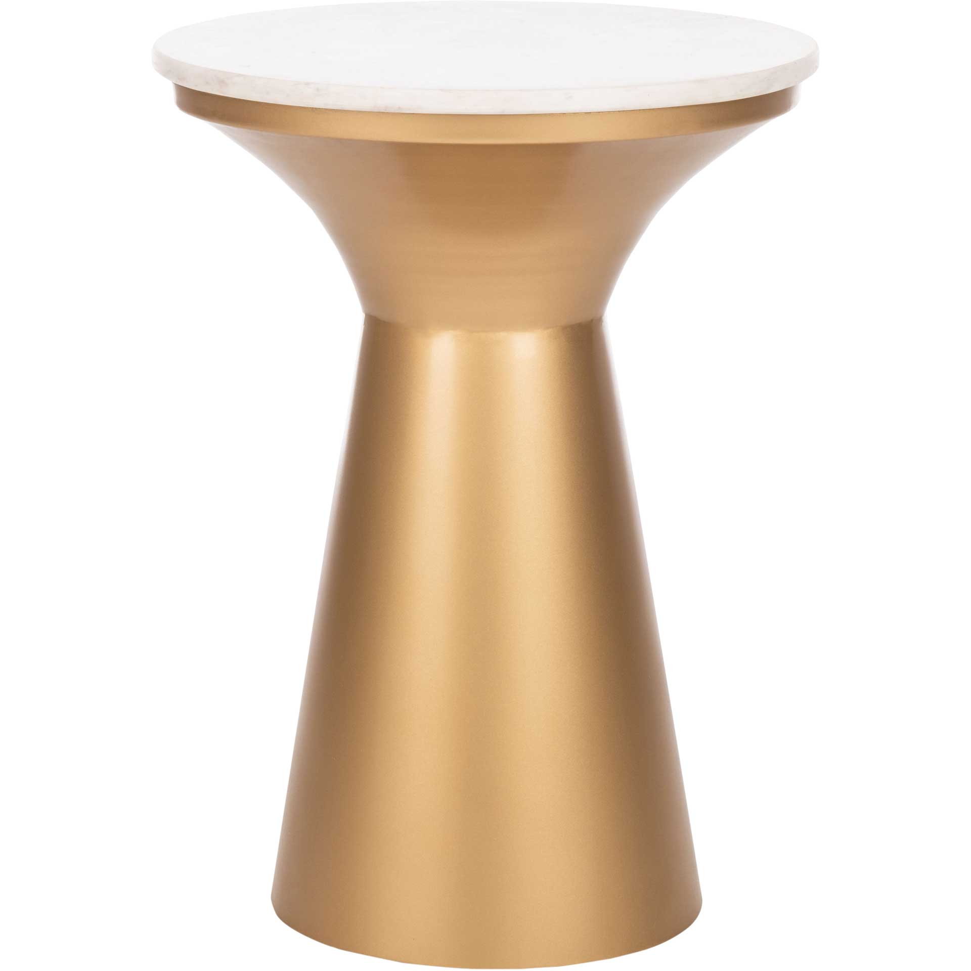 Michael Pedestal End Table White/Brass
