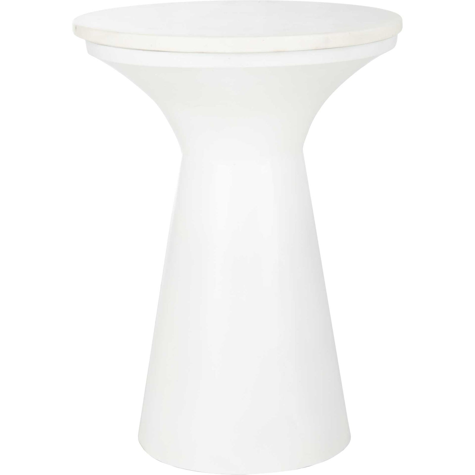 Michael Pedestal End Table White Marble/White