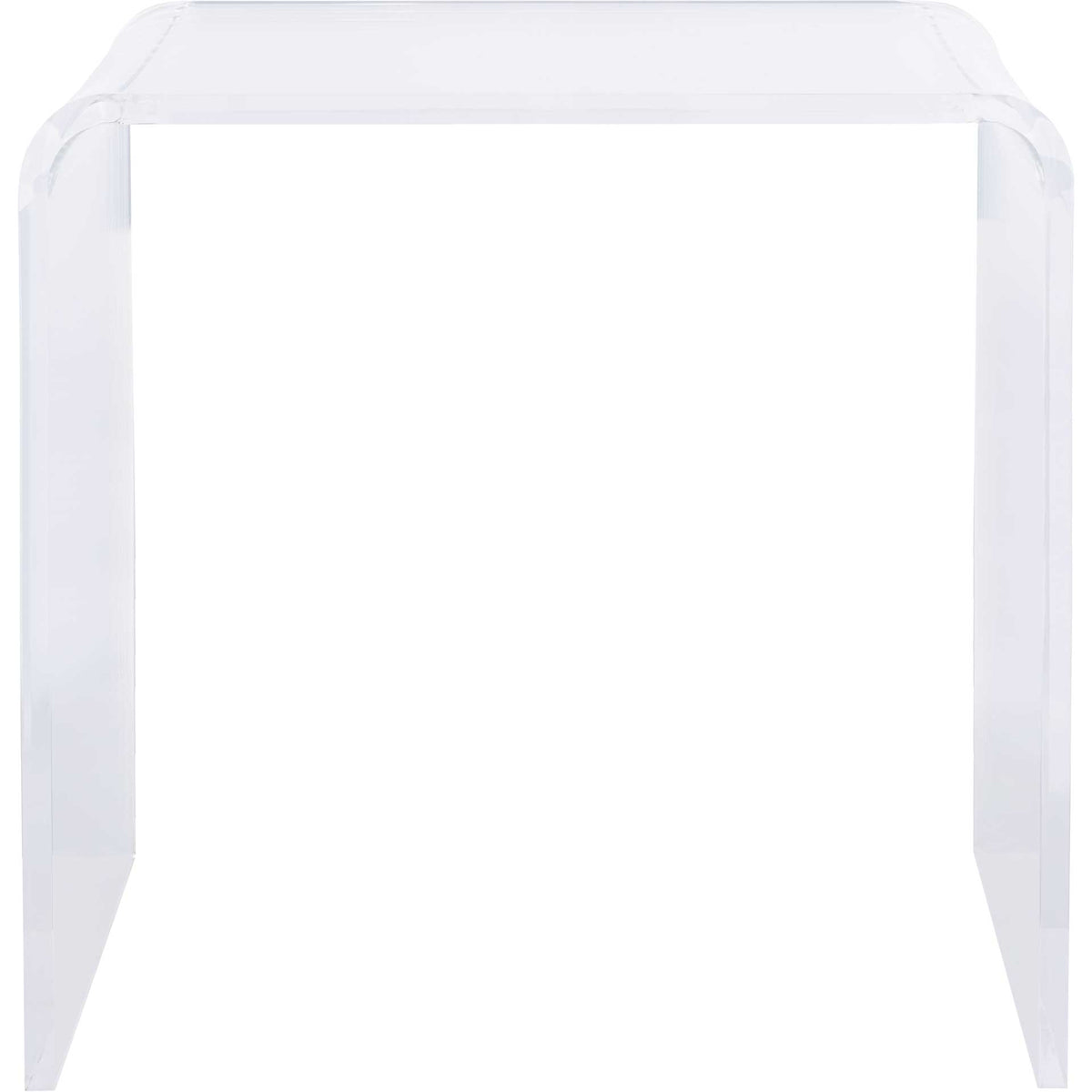 Transparent acrylic side table with a sleek top and two clear panel supports || ACC8000A || front_studio