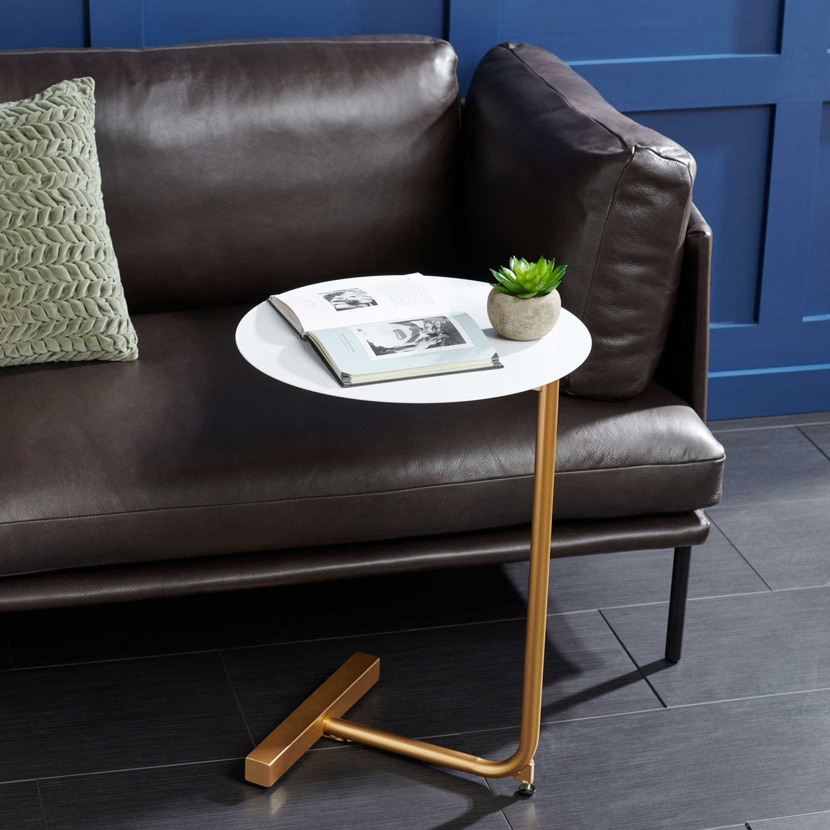 Harlyn Round Side Table White/Gold