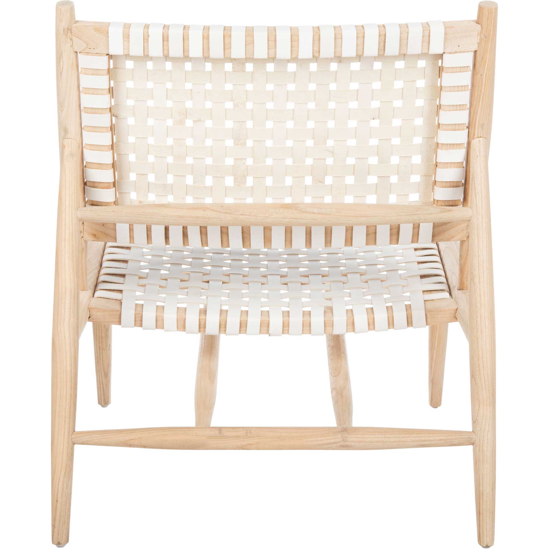 Sophie Leather Woven Accent Chair White/Natural