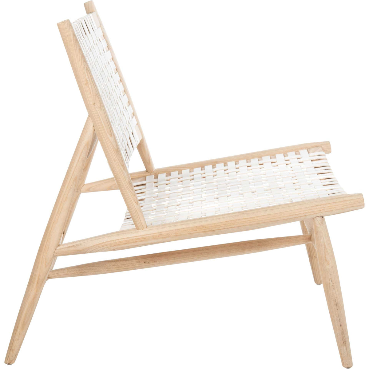 Sophie Leather Woven Accent Chair White/Natural