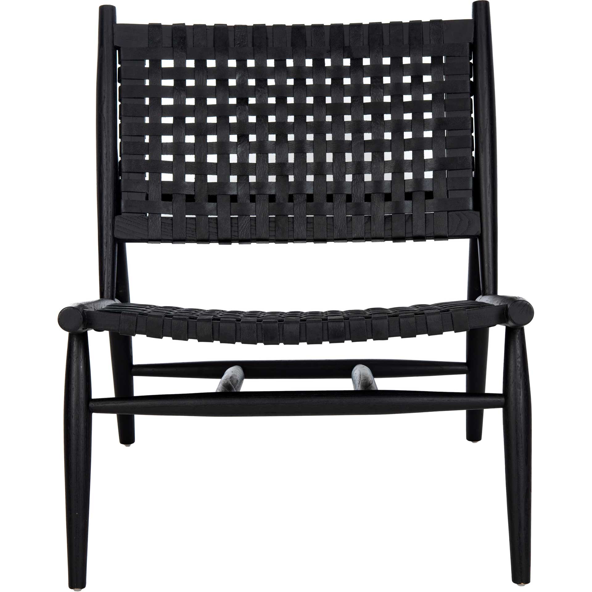 Sophie Leather Woven Accent Chair Black