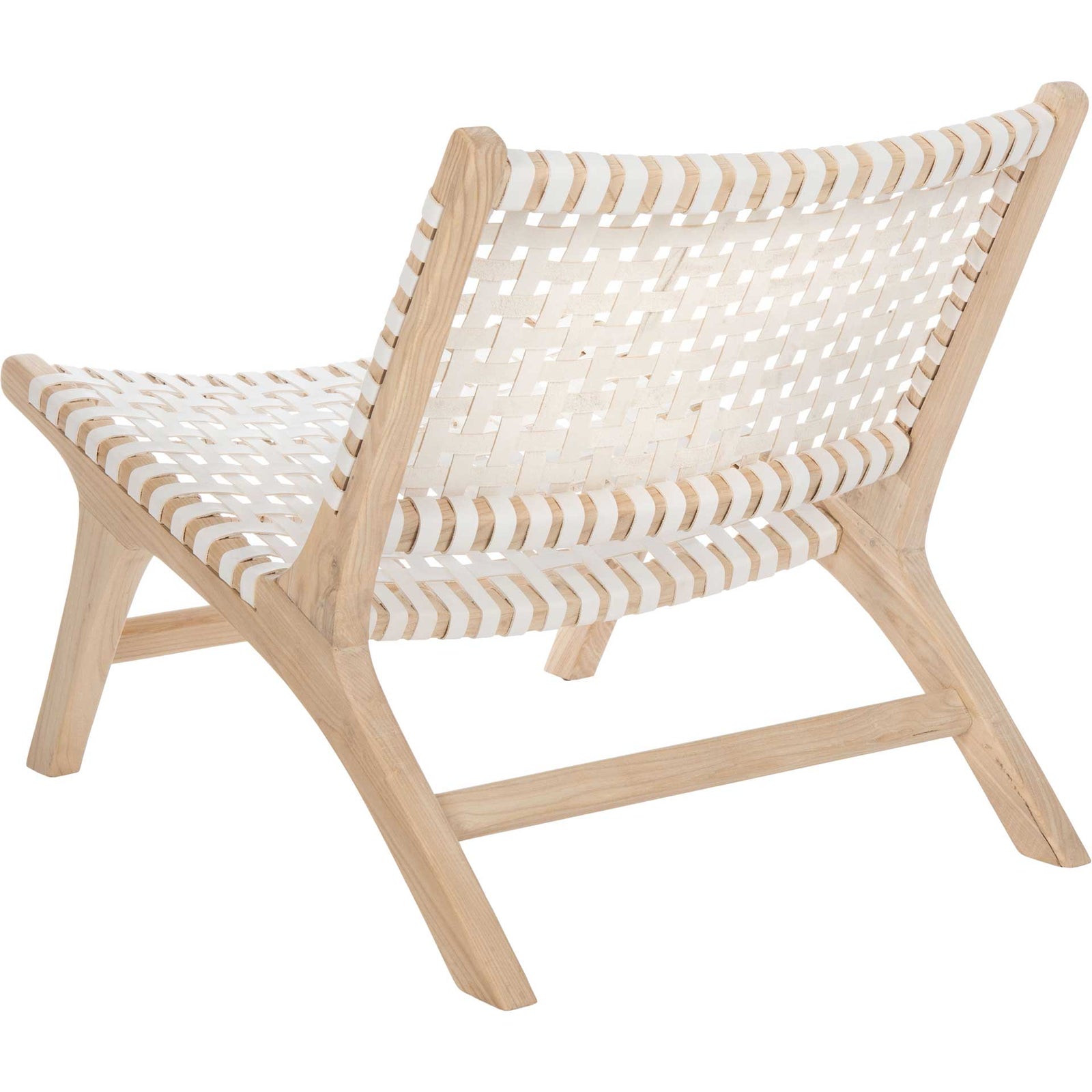 Luke Leather Woven Accent Chair Natural/White