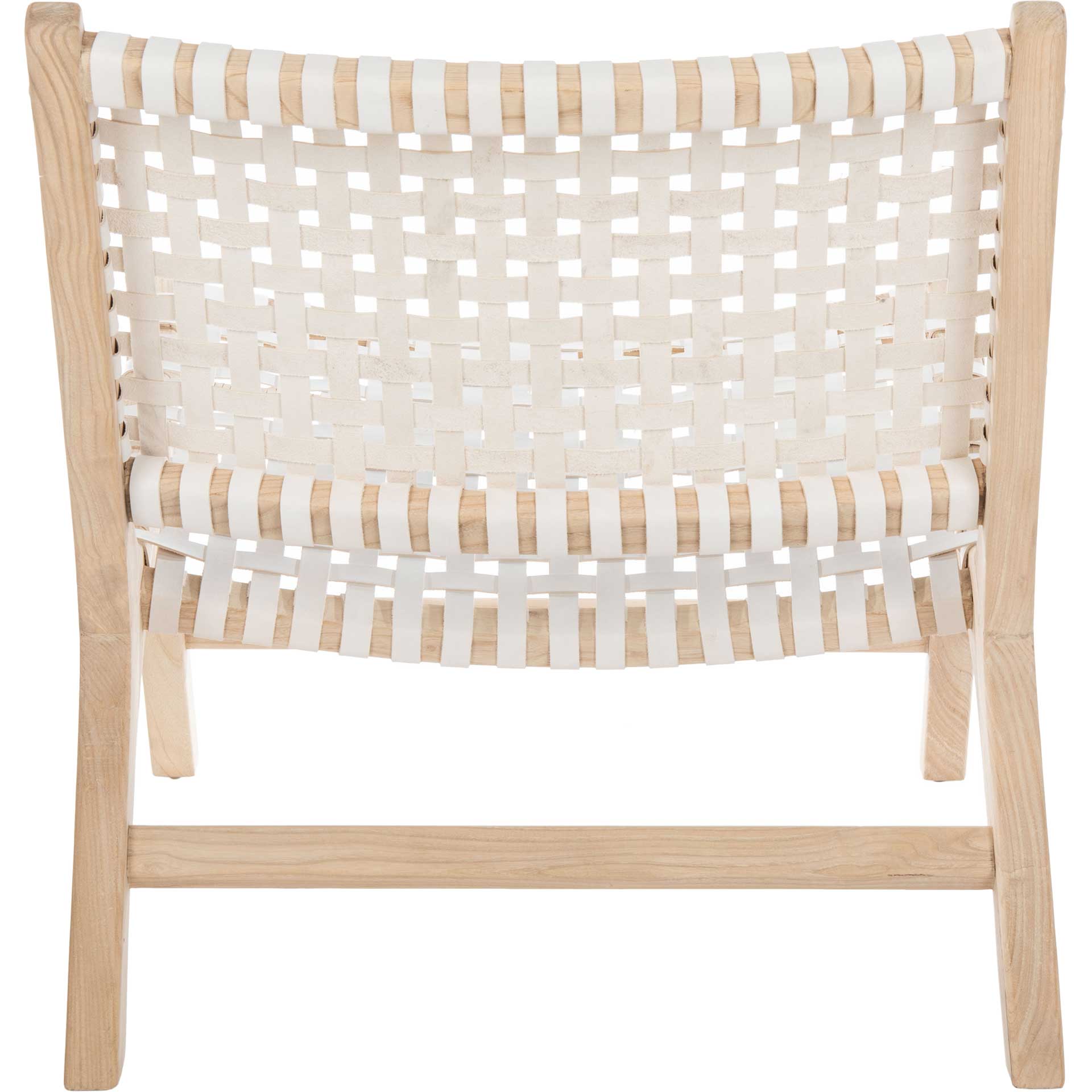 Luke Leather Woven Accent Chair Natural/White