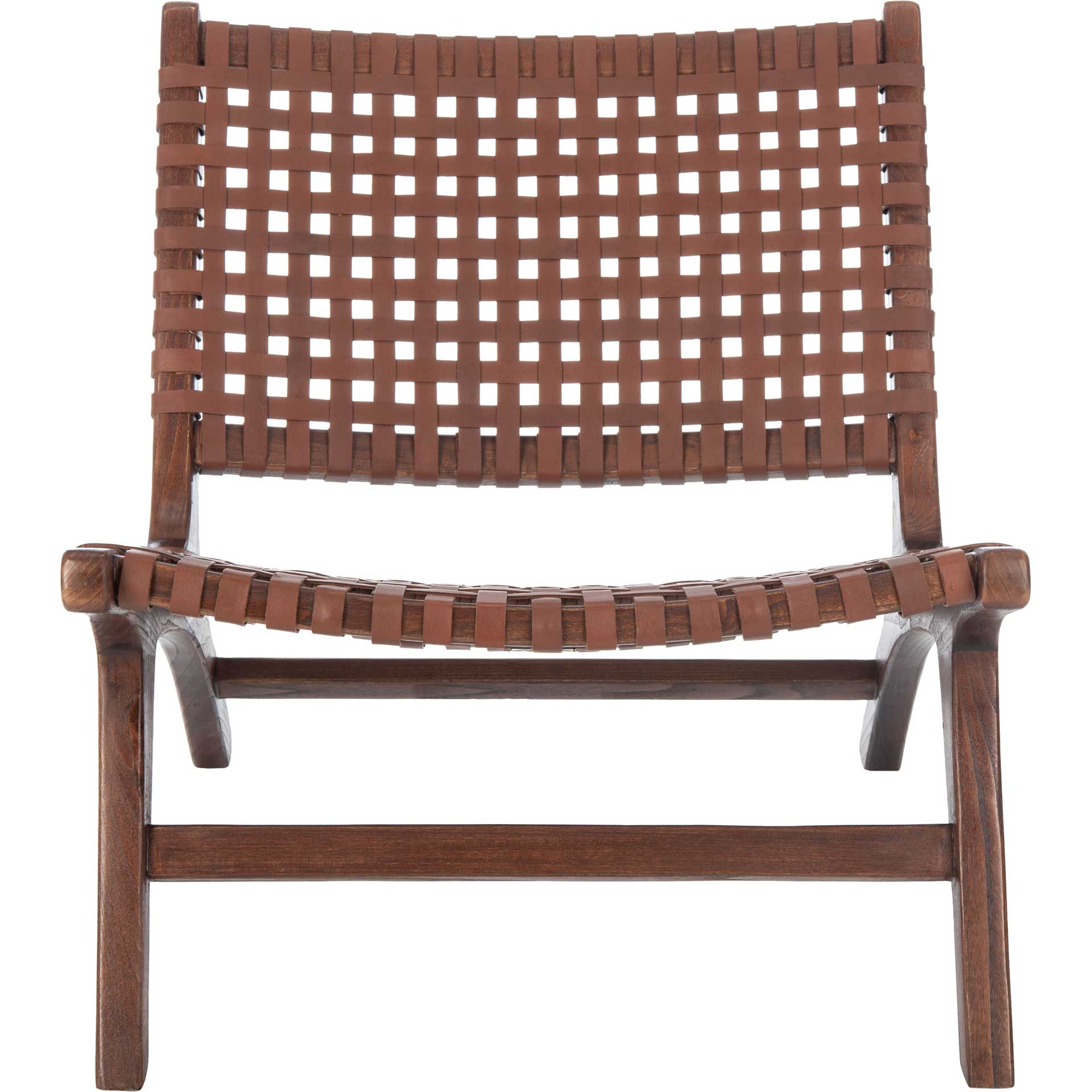 Luke Leather Woven Accent Chair Cognac/Brown