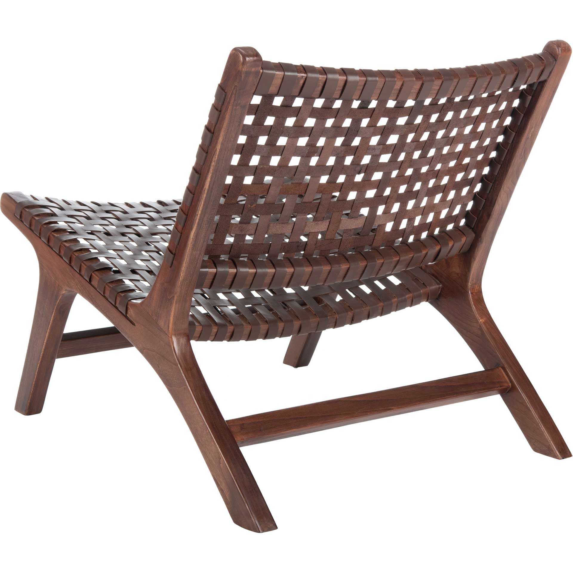 Luke Leather Woven Accent Chair Brown