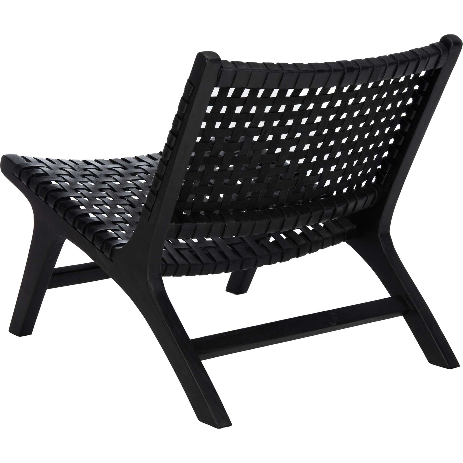 Luke Leather Woven Accent Chair Black
