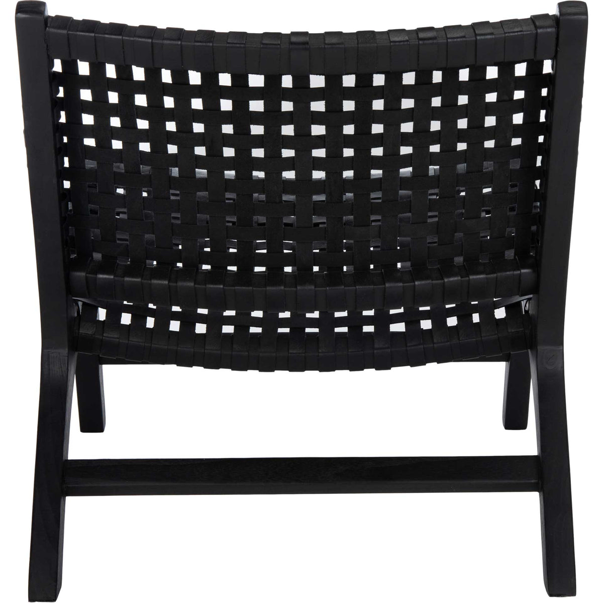 Luke Leather Woven Accent Chair Black