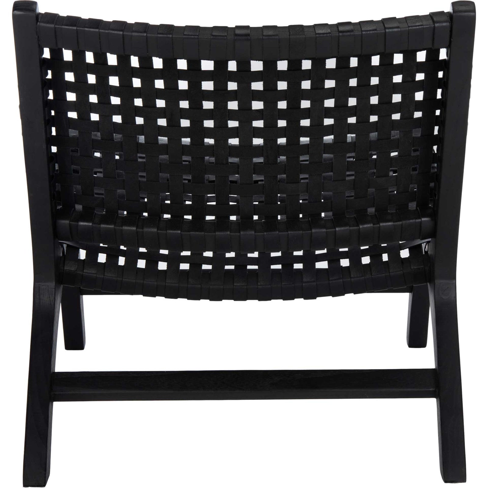Luke Leather Woven Accent Chair Black