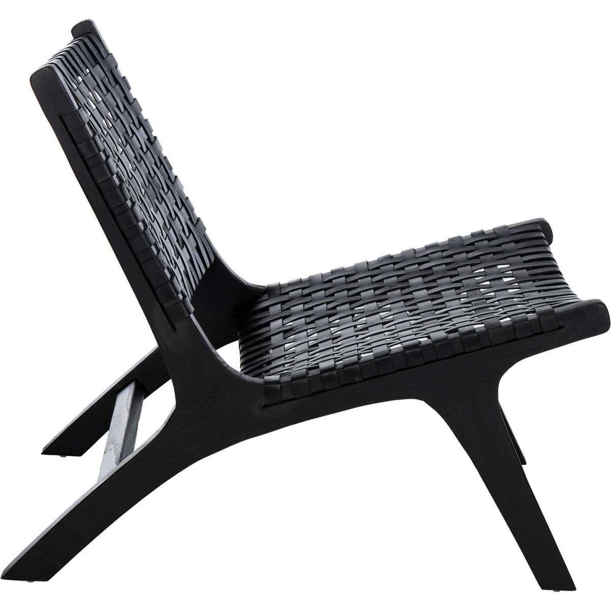 Luke Leather Woven Accent Chair Black