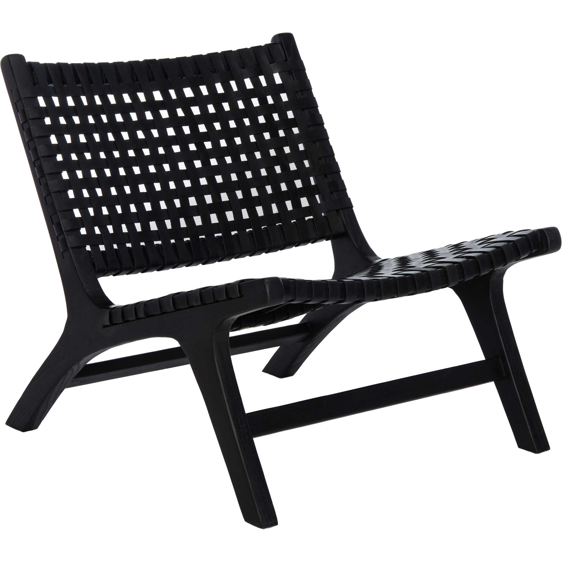 Luke Leather Woven Accent Chair Black