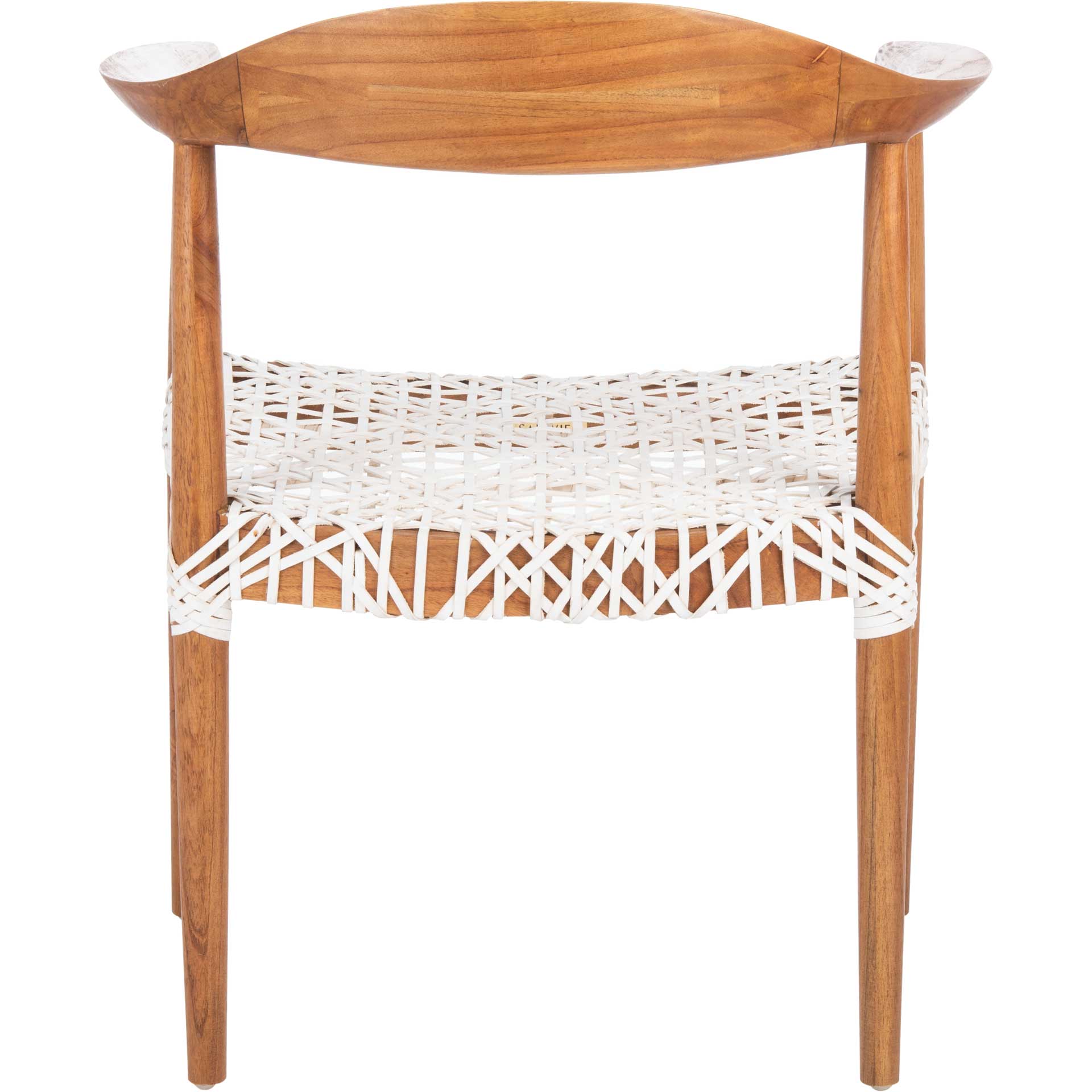 Justin Leather Woven Accent Chair Natural/White