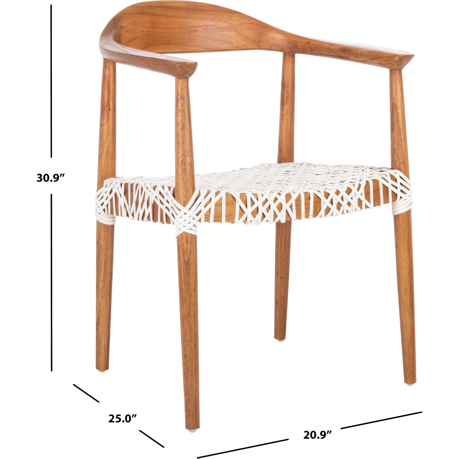 Justin Leather Woven Accent Chair Natural/White