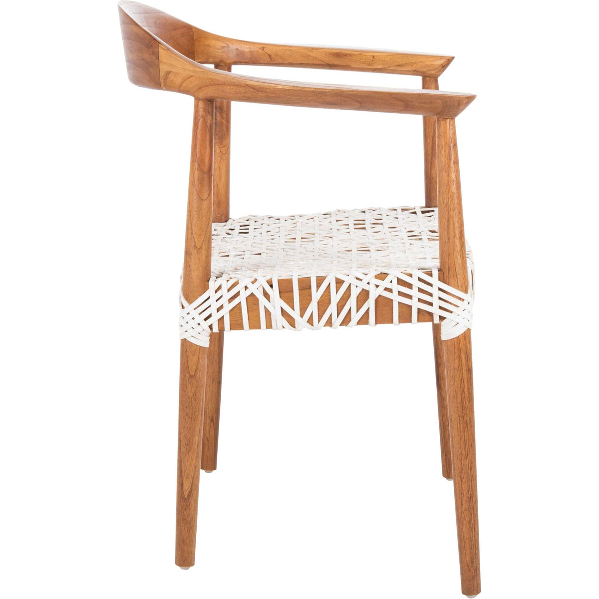Justin Leather Woven Accent Chair Natural/White