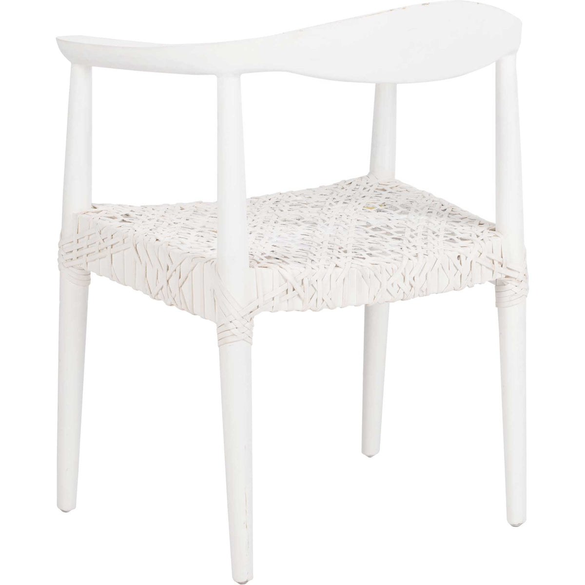 Justin Leather Woven Accent Chair White/Off-White