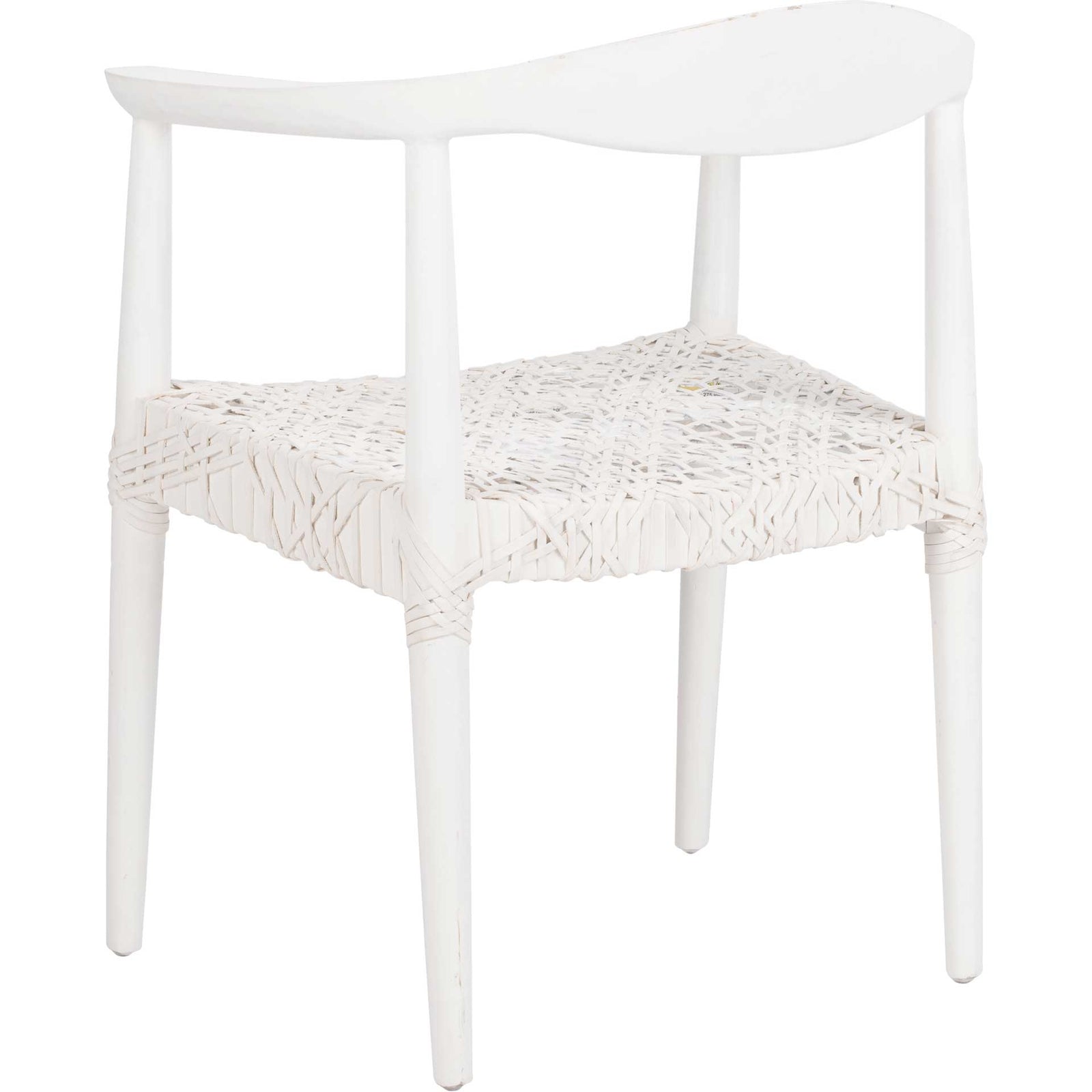 Justin Leather Woven Accent Chair White/Off-White