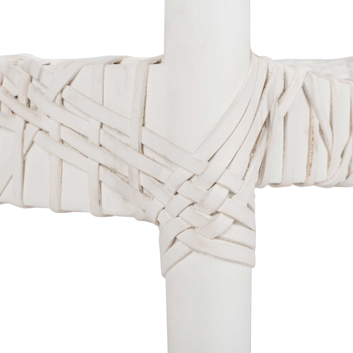 Justin Leather Woven Accent Chair White/Off-White