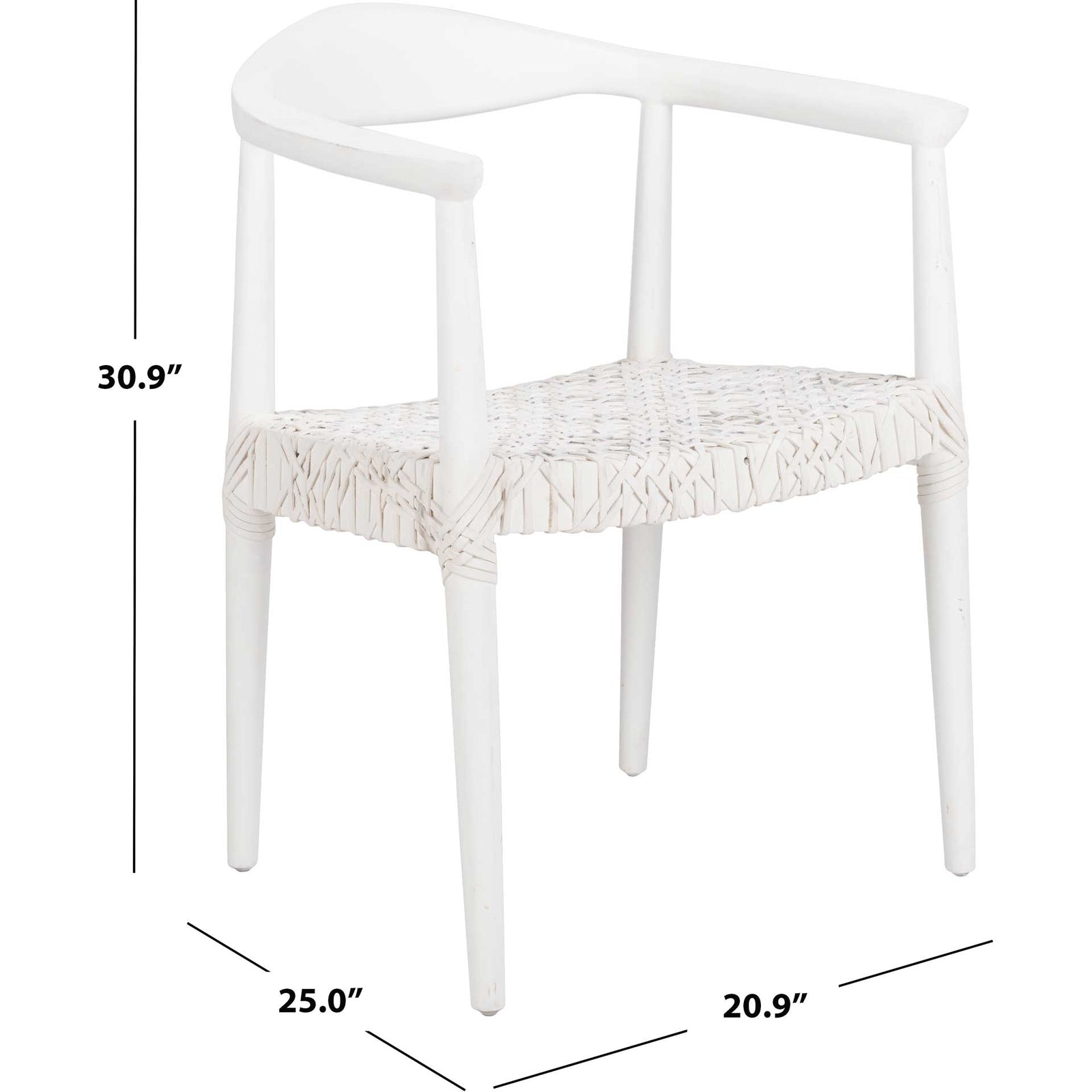 Justin Leather Woven Accent Chair White/Off-White