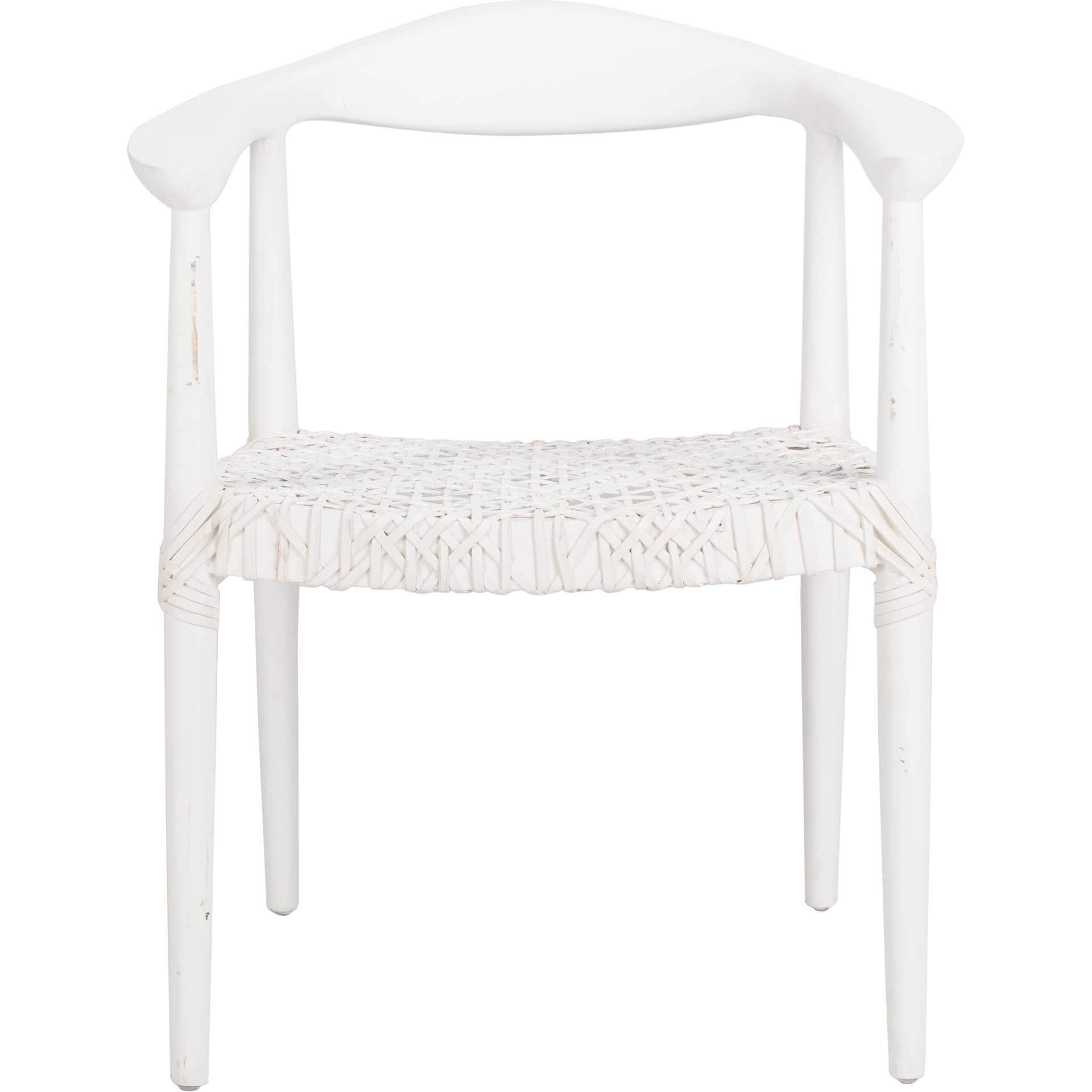 Justin Leather Woven Accent Chair White/Off-White - Froy.com