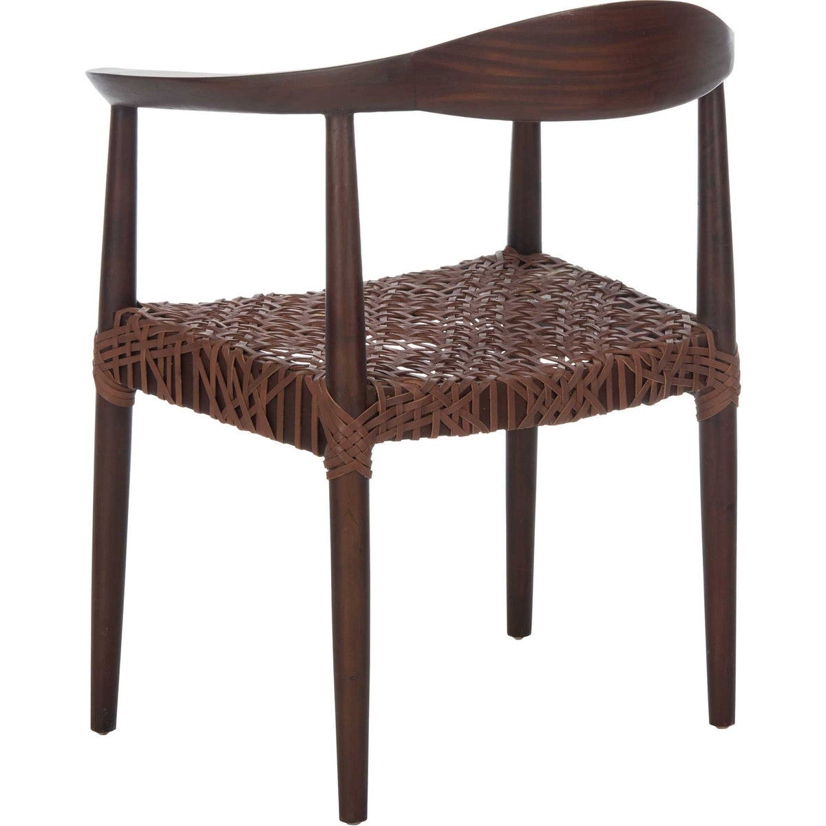 Justin Leather Woven Accent Chair Walnut/Brown