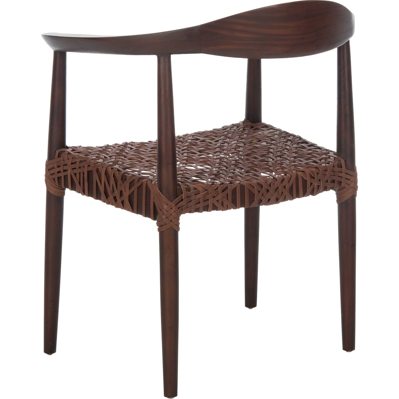 Justin Leather Woven Accent Chair Walnut/Brown
