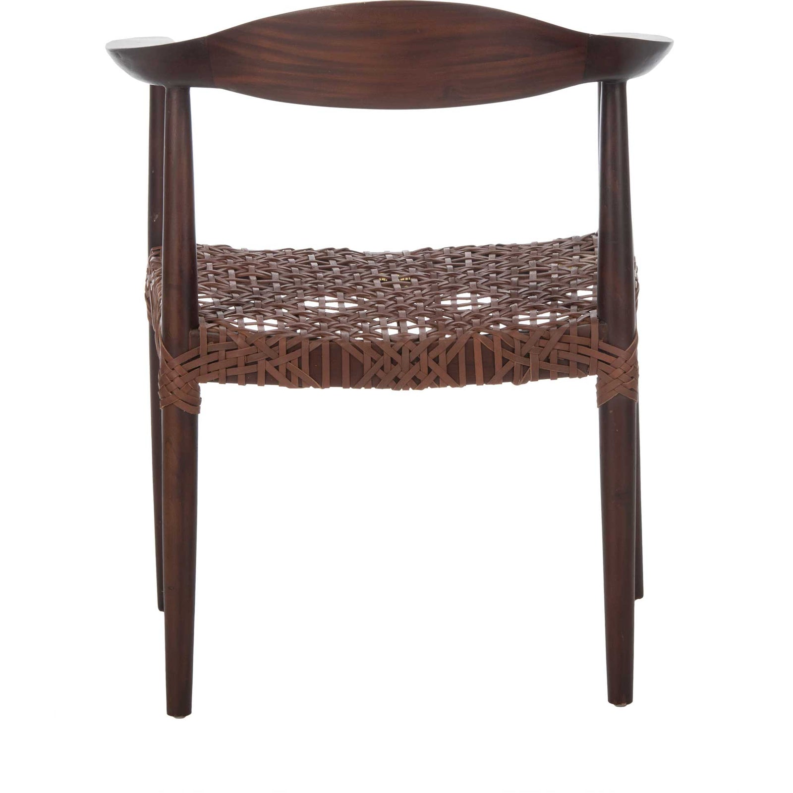 Justin Leather Woven Accent Chair Walnut/Brown